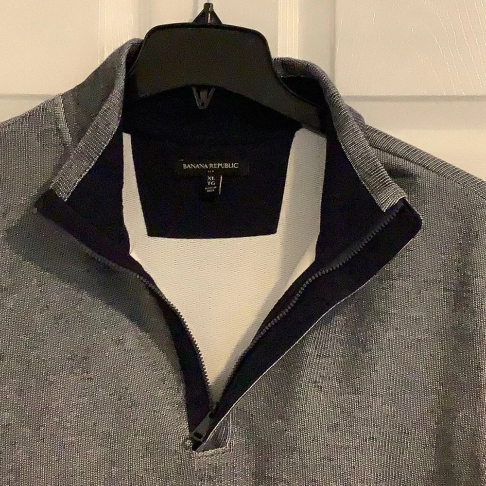 NWOT BANANA REPUBLIC Men’s 1/4 Zip Navy Blue Basic Pullover Golf Preppy Shirt XL